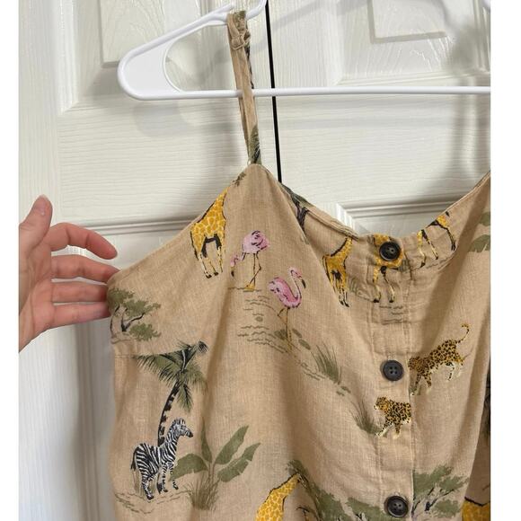 Old Navy Linen Blend Safari Animal Button Front Tank Size XL - Picture 3 of 7